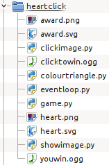 Image showing directory tree for the heartclick game